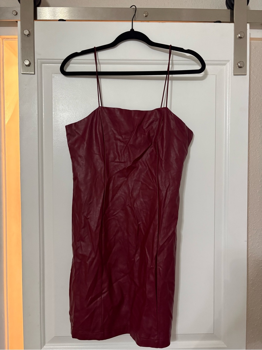 wild fable Wine Faux-Leather Mini Slip Dress